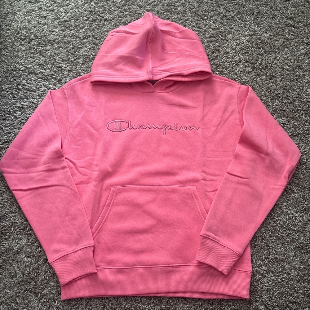 Champion Pink Embroidered Script Hoodie